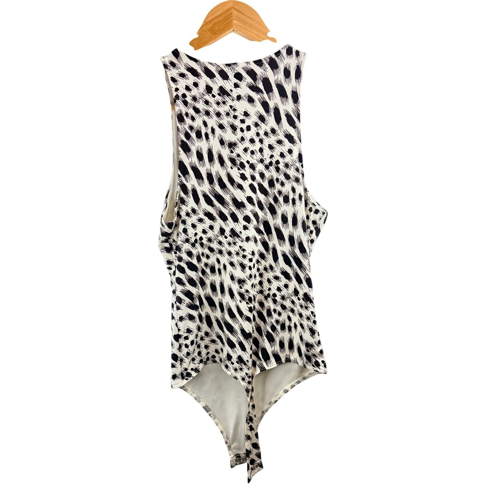 EXPRESS Body Contour Bodysuit Black White Animal Print Size S Feminine Chic City - Picture 2 of 10